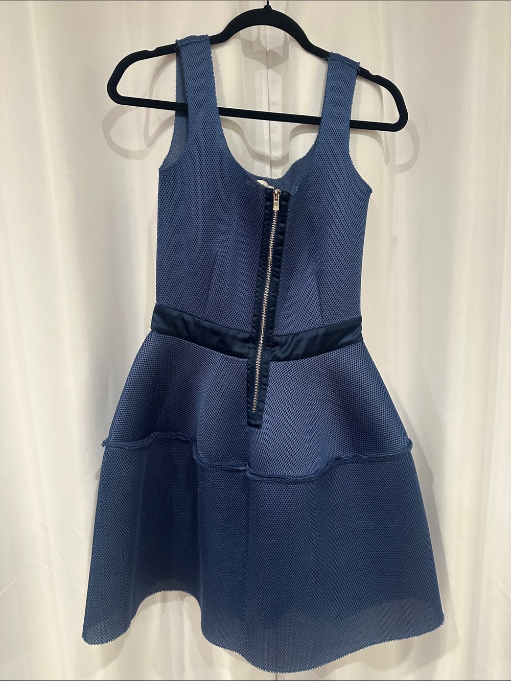 Maje Navy Blue Fit-and-Flare Zip Front Dress. Special occasion dress.